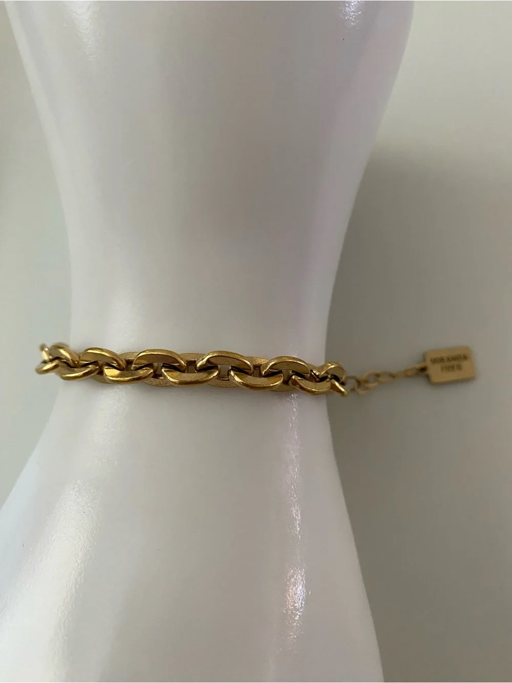 Gold Chain Link Bracelet with Branded Square Tag
